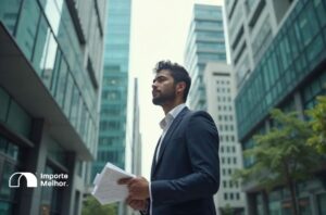 Empresário brasileiro em missão de sourcing em Singapura observando o ambiente de negócios local
