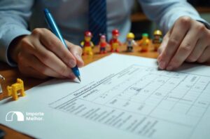Fiscal conferindo documentação de anuência Inmetro para brinquedos NCM 95030080