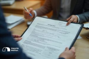 Auditor fiscal analisando documentos nos canais de conferência aduaneira