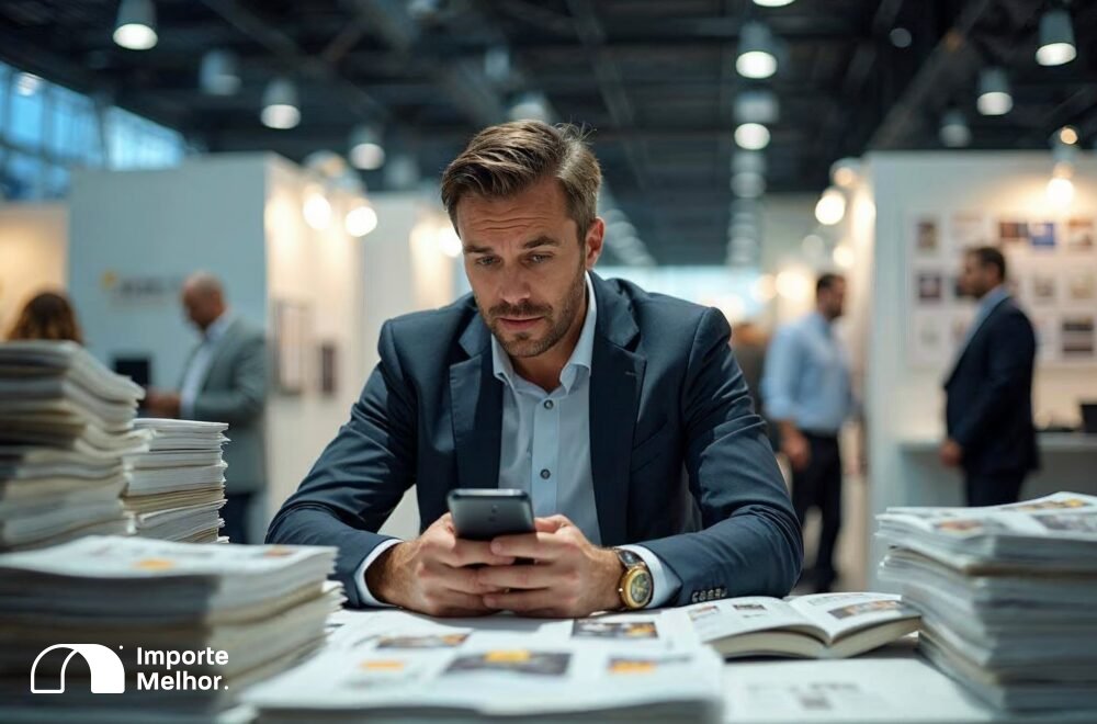 Canton Fair importadores brasileiros: importador sobrecarregado de catálogos sem organização