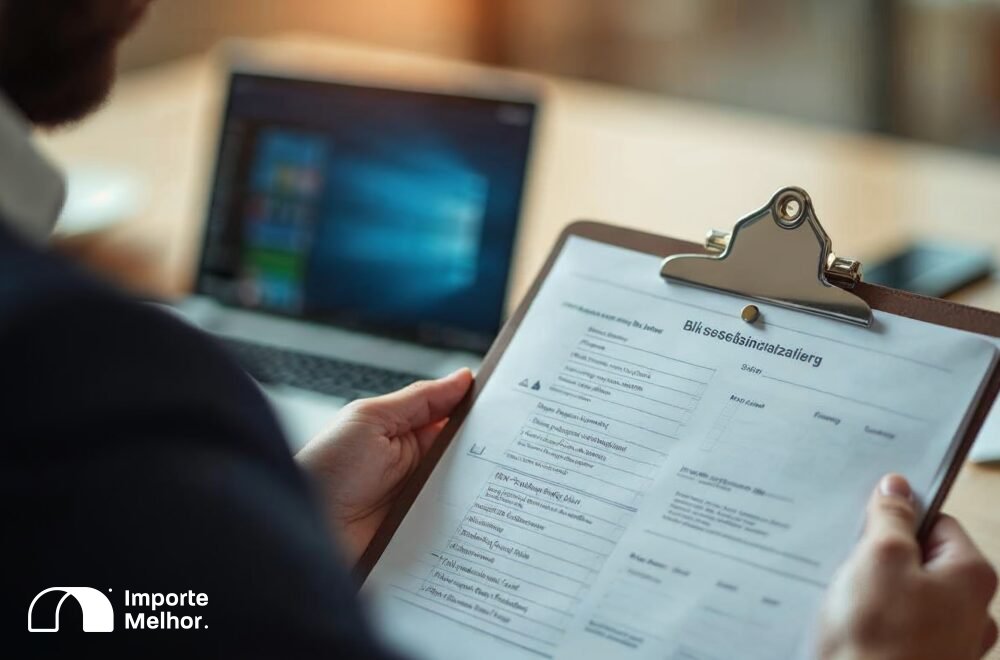 Gestor analisando checklist para decidir entre conta e ordem e importação direta