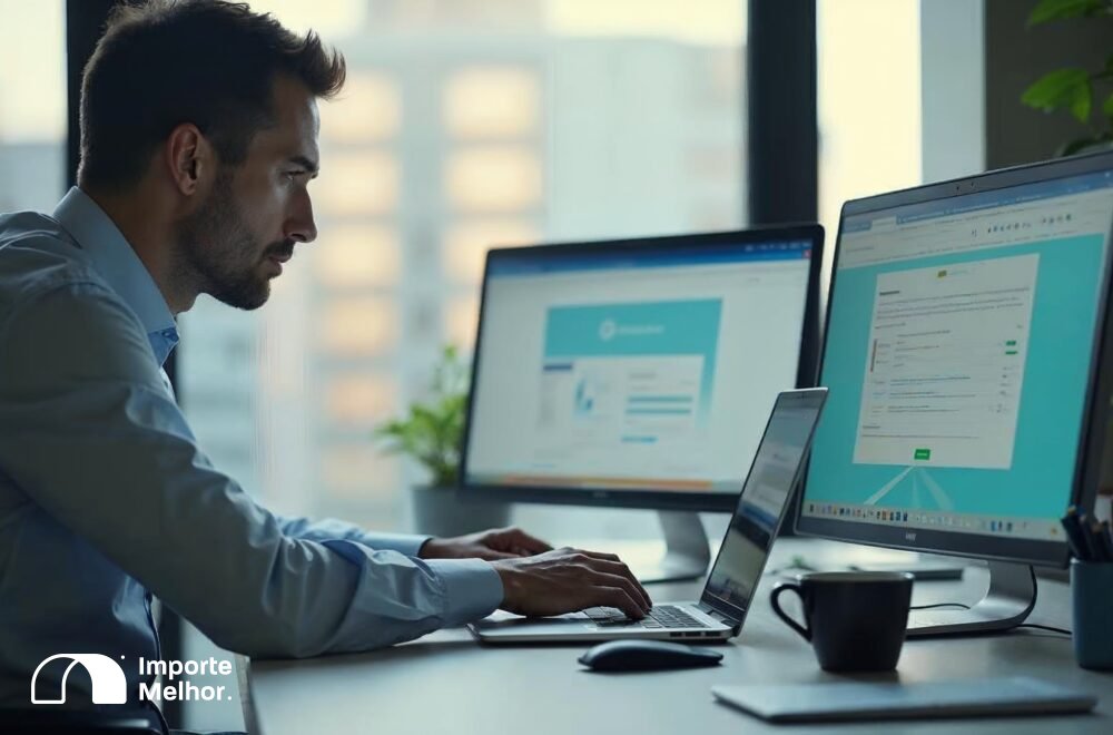 Importador acessando portal do Siscomex para verificar contingência trânsito aduaneiro