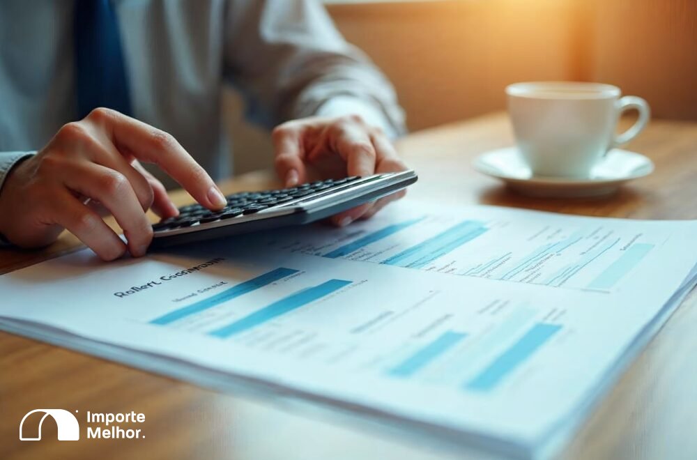 Comparação financeira entre drawback isenção e suspensão em planilhas sobre mesa