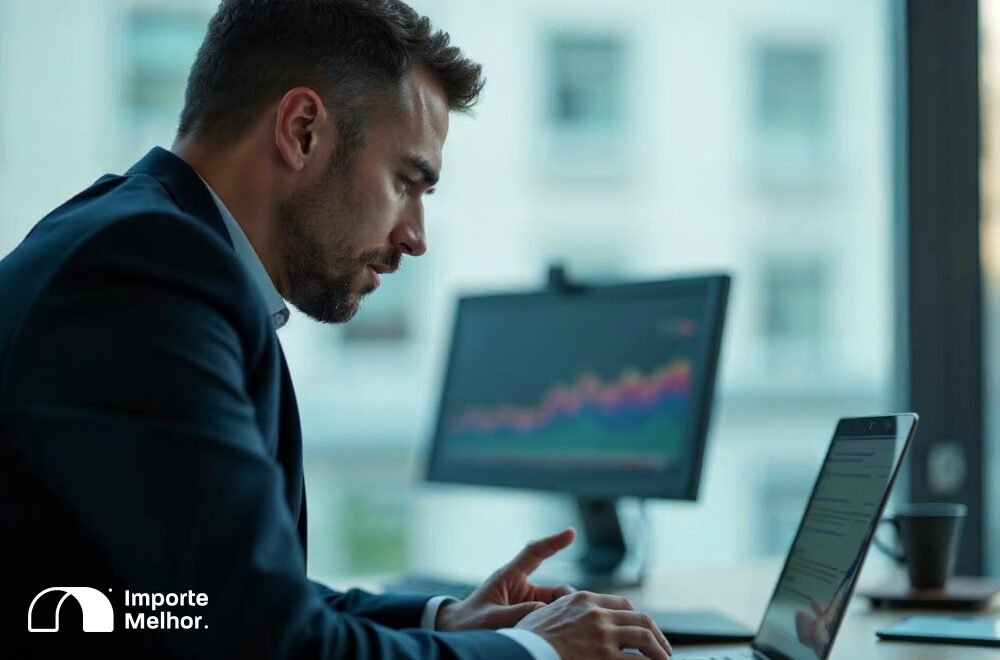 Importador acessando sistema de encerramento de trânsito API Recintos no computador