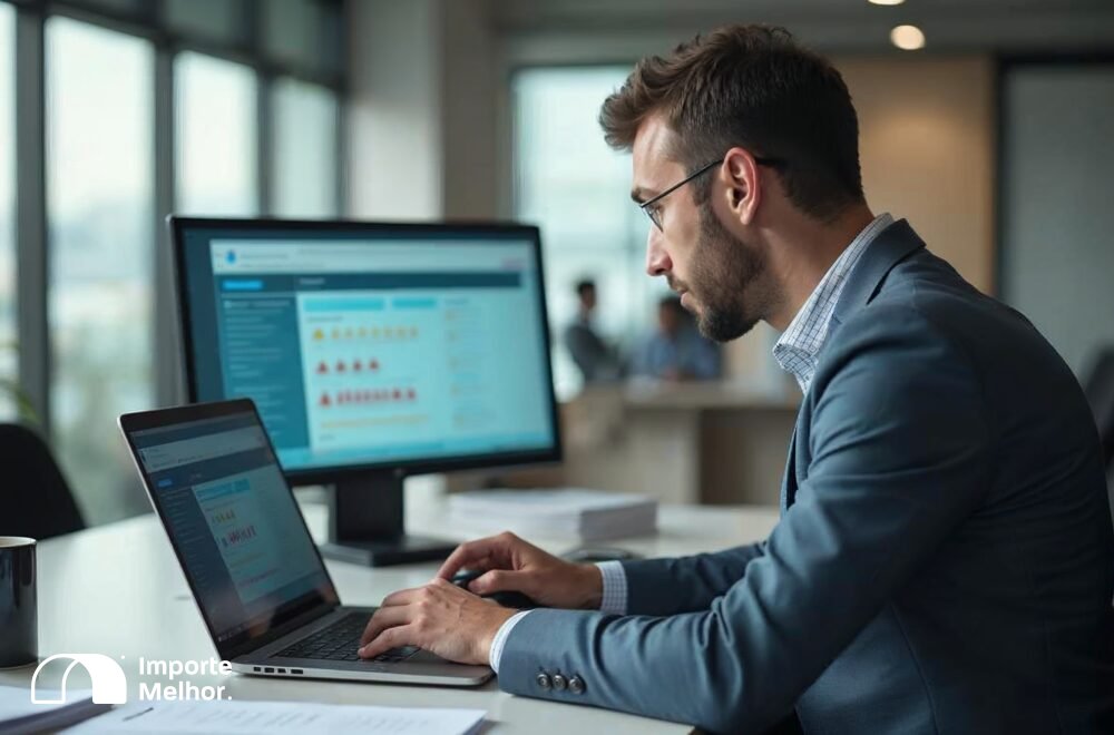 Importador acessando o Portal Único para registrar entrega de cargas DUIMP