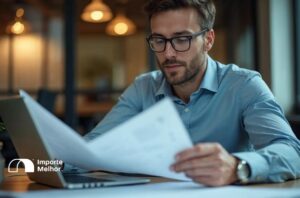 Empresário analisando documentos para habilitação RADAR importação