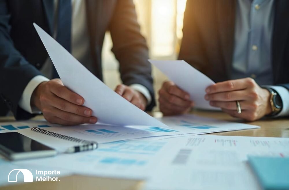 Especialista comparando documentos das modalidades de habilitação RADAR importação