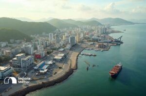 Vista aérea de Itajaí SC, referência em importação por Itajaí SC no Brasil