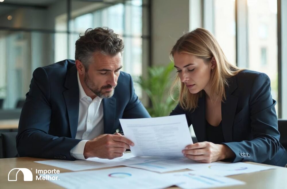 Empresários discutindo habilitação para importar por encomenda entre trading e encomendante