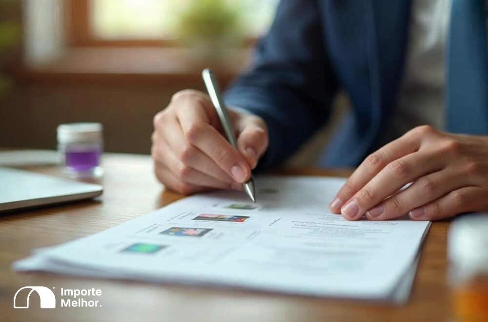 Despachante revisando documentos de classificação fiscal da inspeção física Anvisa NCM 21069010