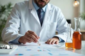 Profissional revisando documentos técnicos para inspeção física NCM 21069010 de preparações de bebidas