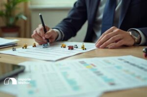 Despachante analisando classificação NCM 9503.00.80 Inmetro brinquedos sobre mesa de trabalho
